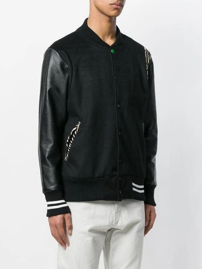 Shop Coup De Coeur Contrast Details Varsity Jacket - Black