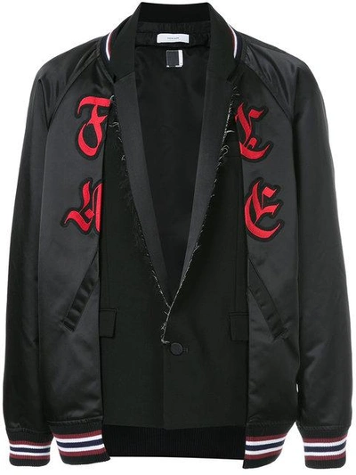 Shop Facetasm Contrast Style Logo Jacket In Black