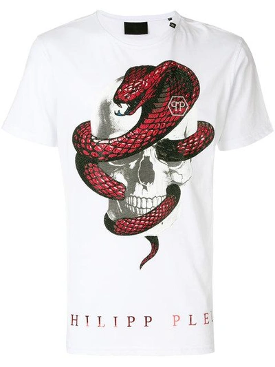 Shop Philipp Plein Snake Skull Print T-shirt - White