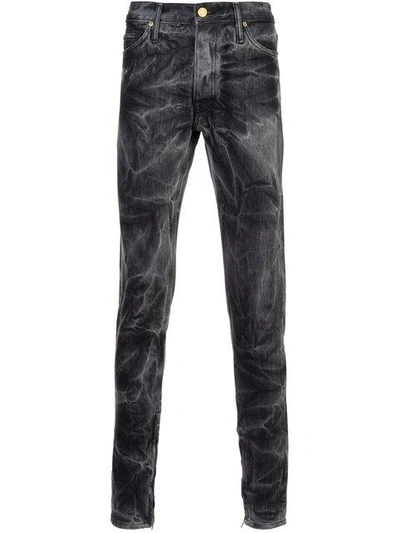 Shop Fear Of God Bleached Effect Slim-fit Jeans In Black