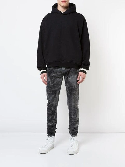 Shop Fear Of God Bleached Effect Slim-fit Jeans In Black