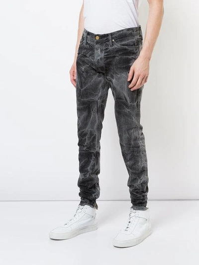 Shop Fear Of God Bleached Effect Slim-fit Jeans In Black