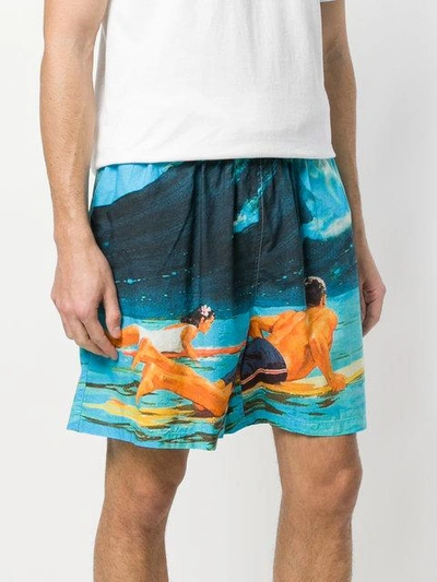 Shop N°21 Surf Print Deck Shorts In Blue