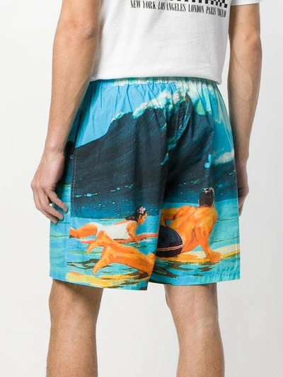 Shop N°21 Surf Print Deck Shorts In Blue