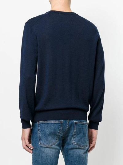 Shop Ami Alexandre Mattiussi Ami De Coeur Crew Neck Sweater In Blue