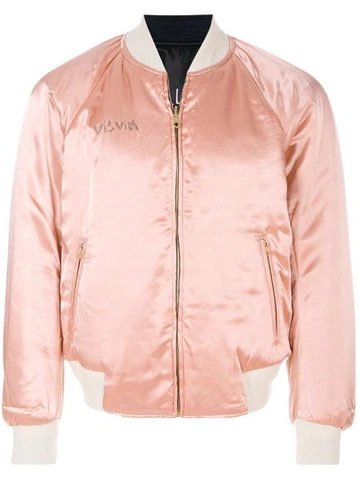Shop Visvim Reversible Embroidered Bomber Jacket In Pink