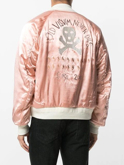 Shop Visvim Reversible Embroidered Bomber Jacket In Pink