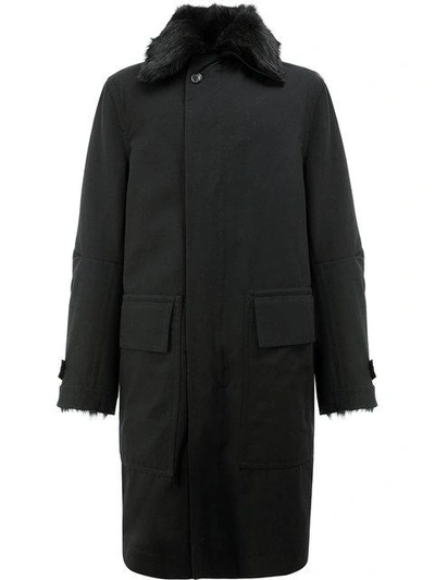 Shop Ann Demeulemeester Sheep's Fur Lined Coat In Black