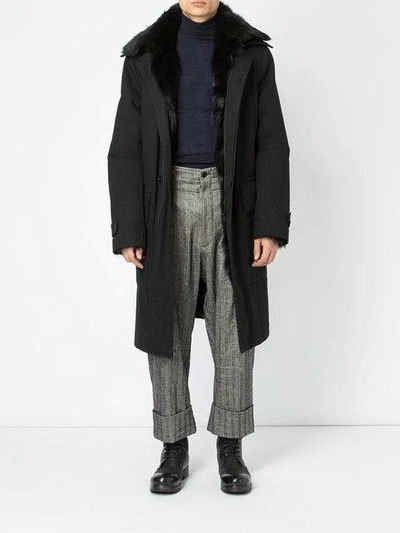 Shop Ann Demeulemeester Sheep's Fur Lined Coat In Black