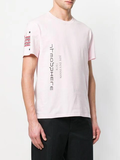 Shop Raf Simons Joy Division Print T-shirt - Pink & Purple