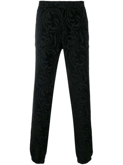 Versace Barocco Texture Trousers In Black