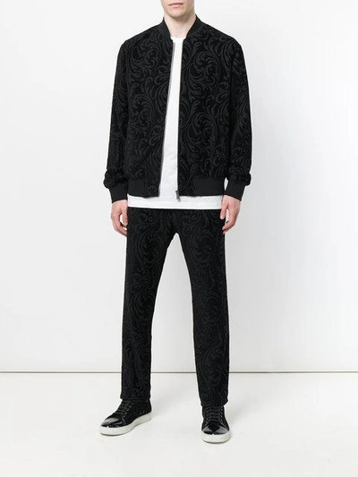 Versace Barocco Texture Trousers In Black
