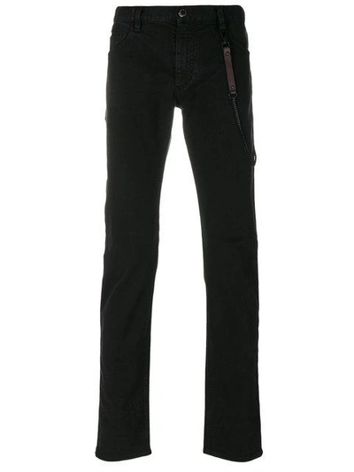 Shop Emporio Armani Chain Detail Jeans In Black