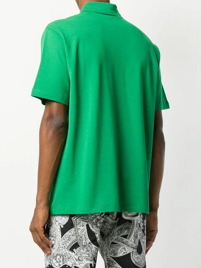 Shop Versace Medusa Embroidery Polo Shirt - Green
