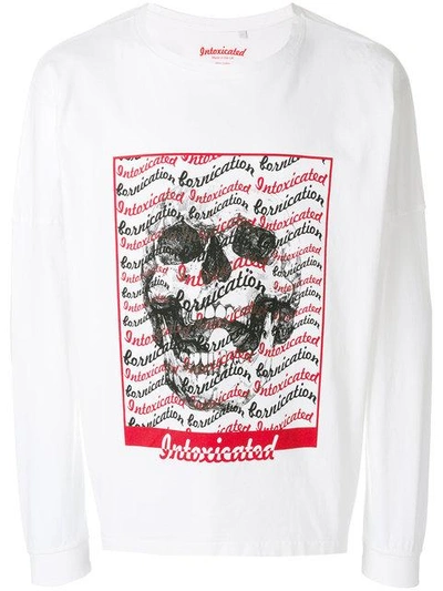 Shop Intoxicated Long-sleeved Skull T-shirt In White