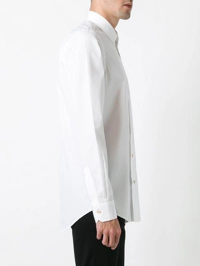 Shop Paul Smith Curved Hem Longsleeved Shirt In White
