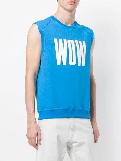 Shop Msgm Wow Print Sleeveless Sweatshirt - Blue