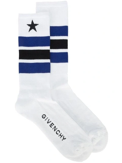 Shop Givenchy Striped Tube Socks In White