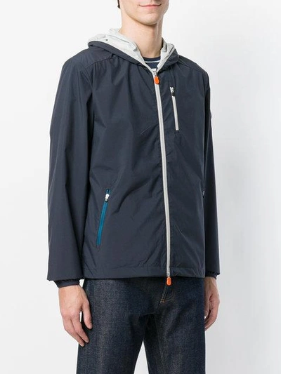 Shop Save The Duck Contrast Hood Jacket In Blue