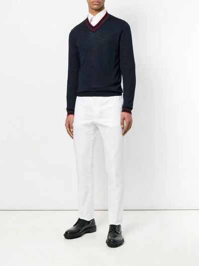 Shop Jil Sander Straight-leg Trousers - White
