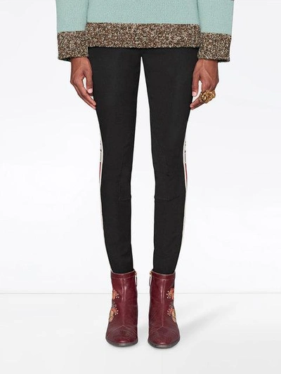 Shop Gucci Gabardine Stretch Trousers In Black