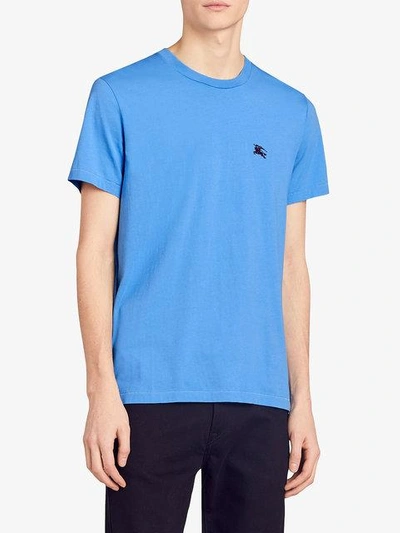 Shop Burberry Embroidered Logo T In Blue