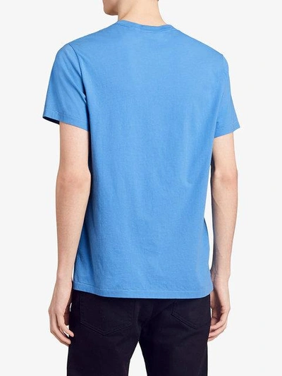 Shop Burberry Embroidered Logo T In Blue