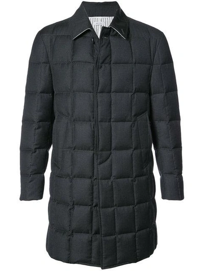 Shop Thom Browne Downfilled Classic Coat In Grey