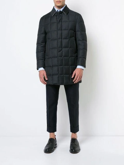 Shop Thom Browne Downfilled Classic Coat In Grey