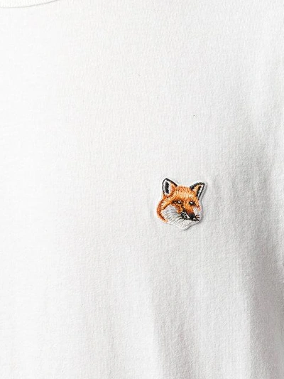 Shop Maison Kitsuné Embroidered Fox T-shirt - White