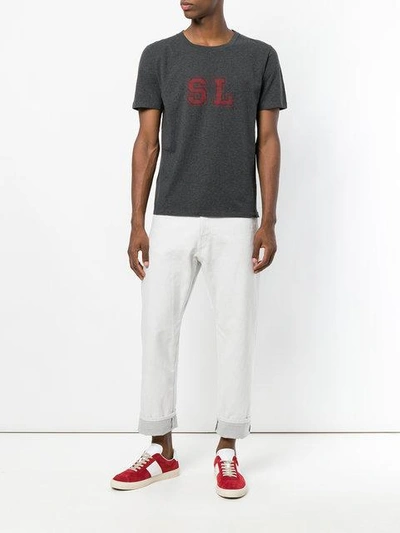 Shop Saint Laurent Chest Print T-shirt In Grey