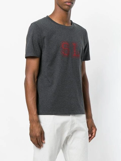 Shop Saint Laurent Chest Print T-shirt In Grey