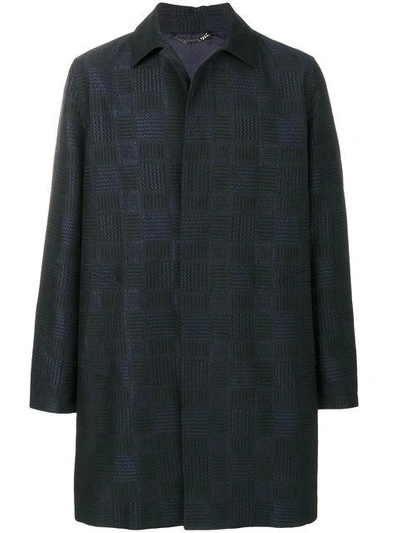 Shop Versace Checked Coat - Black