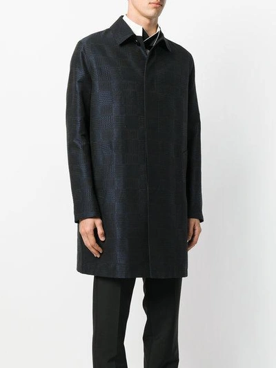 Shop Versace Checked Coat - Black