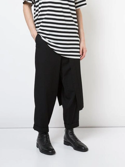 Shop Yohji Yamamoto Tapered Trousers In Black