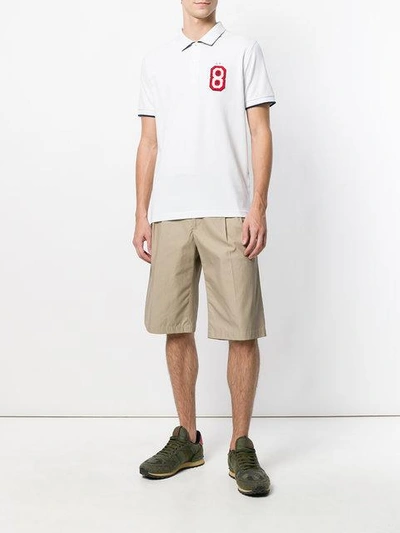 Shop Sun 68 Number 8 Polo Shirt In White