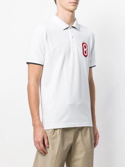Shop Sun 68 Number 8 Polo Shirt In White