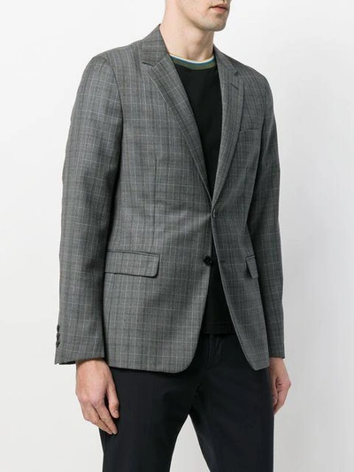 Shop Prada Checked Blazer In Grey