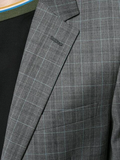 Shop Prada Checked Blazer In Grey