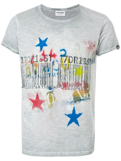bar code star print T-shirt