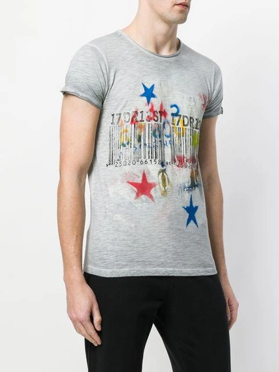 bar code star print T-shirt