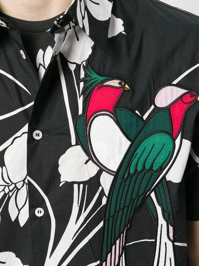 Shop N°21 Nº21 Floral Print Parrot Shirt - Black