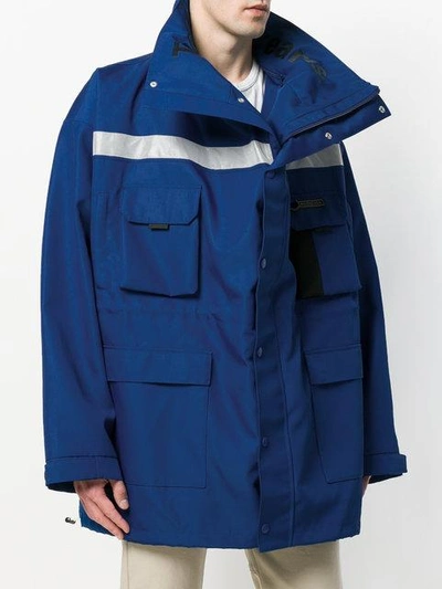 Shop Balenciaga Profil Collar Parka In Blue