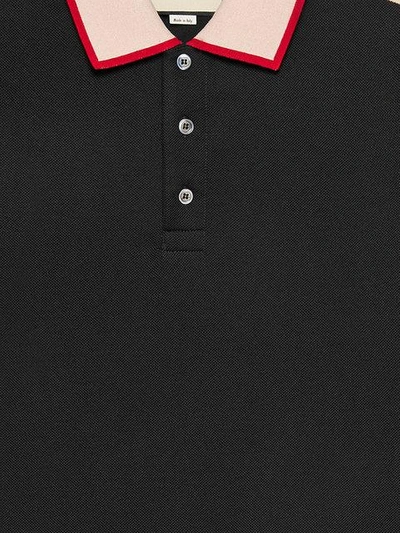 Shop Gucci Black  Stripe Polo Shirt