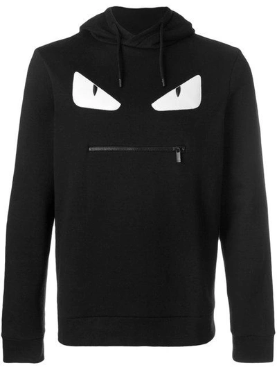 Shop Fendi Bag Bugs-appliqué Hoodie - Black