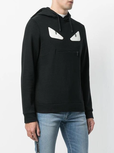 Shop Fendi Bag Bugs-appliqué Hoodie - Black