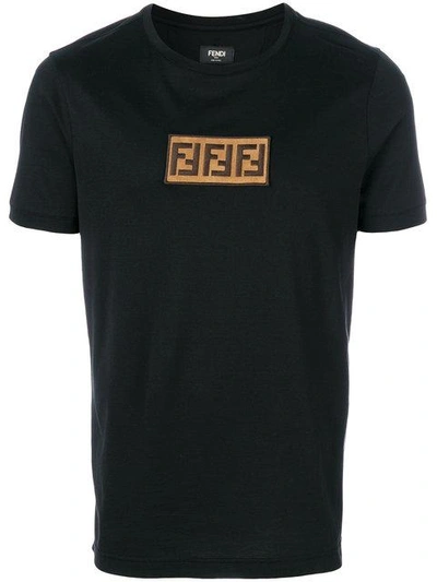 Shop Fendi Ff-logo Slim-fit T-shirt In Black