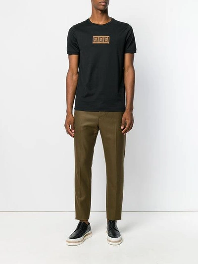 Shop Fendi Ff-logo Slim-fit T-shirt In Black