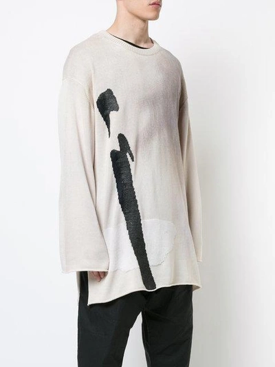 Shop Yohji Yamamoto Dirty Longline Sweater - Neutrals
