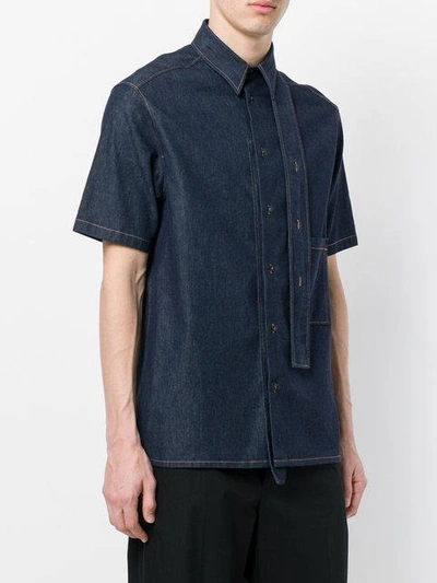 Shop Valentino Contrast Stitch Denim Shirt - Blue